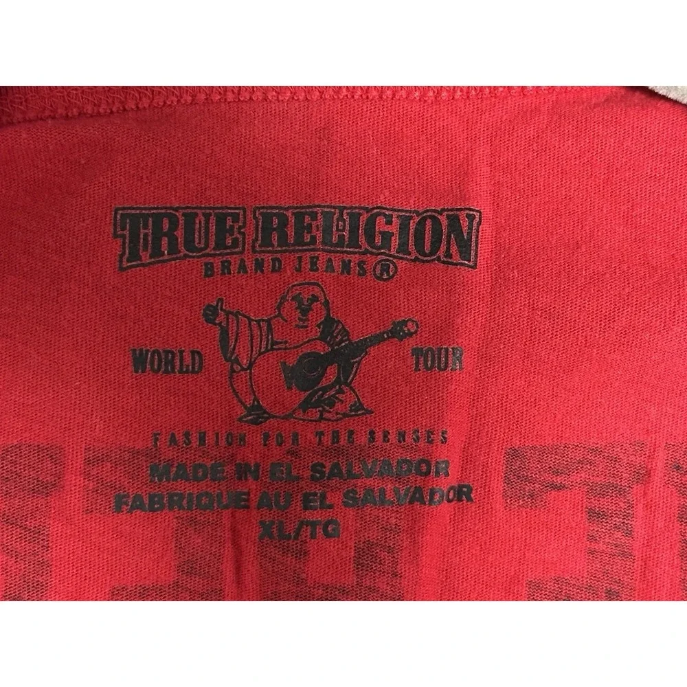 True Religion,‎ Mens Spellout Black Red Double Sided 02 Graphic T Shirt, XL